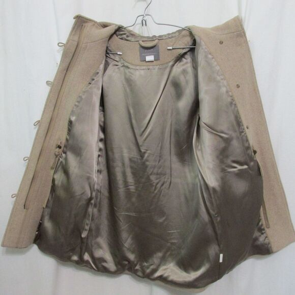 J Crew Womens 6 Hooded Coat Stadium Cloth by Nello Gori Wool Blend Beige Zip - Picture 6 of 10